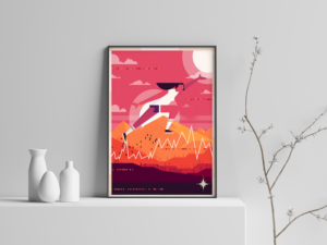 Connected Running Art Print by Visual Omelette