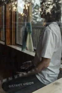 A photo of a man meditating