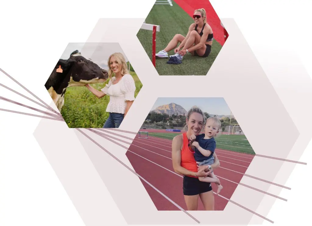 A collage of three photos of Elle Purrier St Pierre